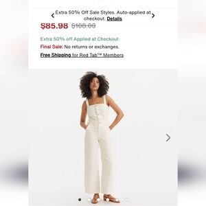 BRAND NEW Drea Jump suit-White Denim-Women Size Large.